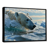 Polar Bear Swimming In Artic Sea - Bear Canvas Wall Art