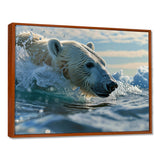 Polar Bear Swimming In Artic Sea - Bear Canvas Wall Art