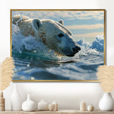 Polar Bear Swimming In Artic Sea - Bear Canvas Wall Art