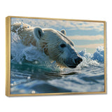 Polar Bear Swimming In Artic Sea - Bear Canvas Wall Art