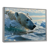Polar Bear Swimming In Artic Sea - Bear Canvas Wall Art
