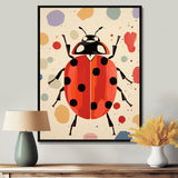 Lady Bug Vintage Retro Illustration - Insects & Bugs Canvas Wall Art