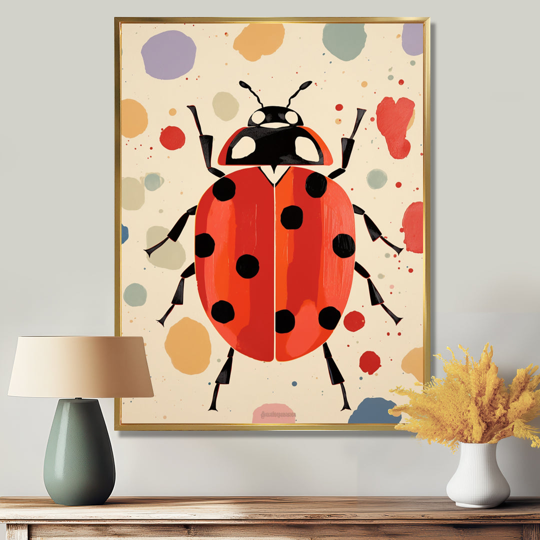 Lady Bug Vintage Retro Illustration - Insects &amp; Bugs Canvas Wall Art