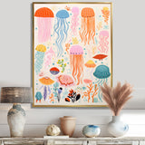Adorable Jellyfish Retro Illustration - Jellyfish Wall Art Prints
