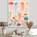 Adorable Jellyfish Retro Illustration - Jellyfish Wall Art Prints