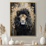 Majestic Lion Retro Collage - Lion Framed Canvas Art