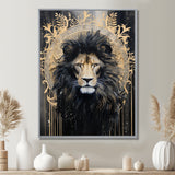 Majestic Lion Retro Collage - Lion Framed Canvas Art