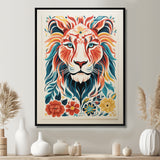 Multi-color LION GRAPHIC - Lion Bedroom Wall Art