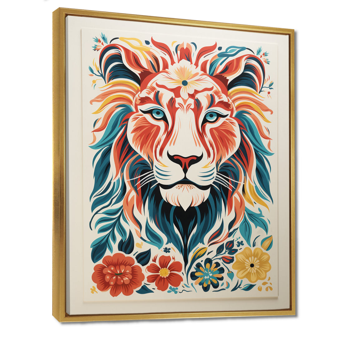 Multi-color LION GRAPHIC - Lion Bedroom Wall Art