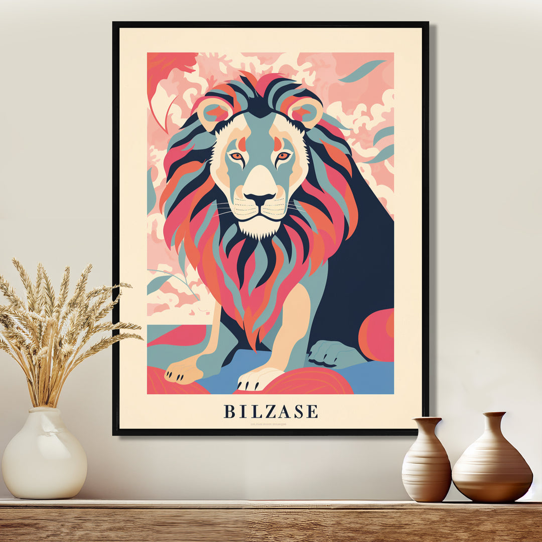 Magnificent Lion Retro Illustration Faded Colors - Lion Wall Decor