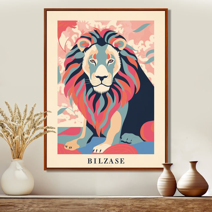 Magnificent Lion Retro Illustration Faded Colors - Lion Wall Decor