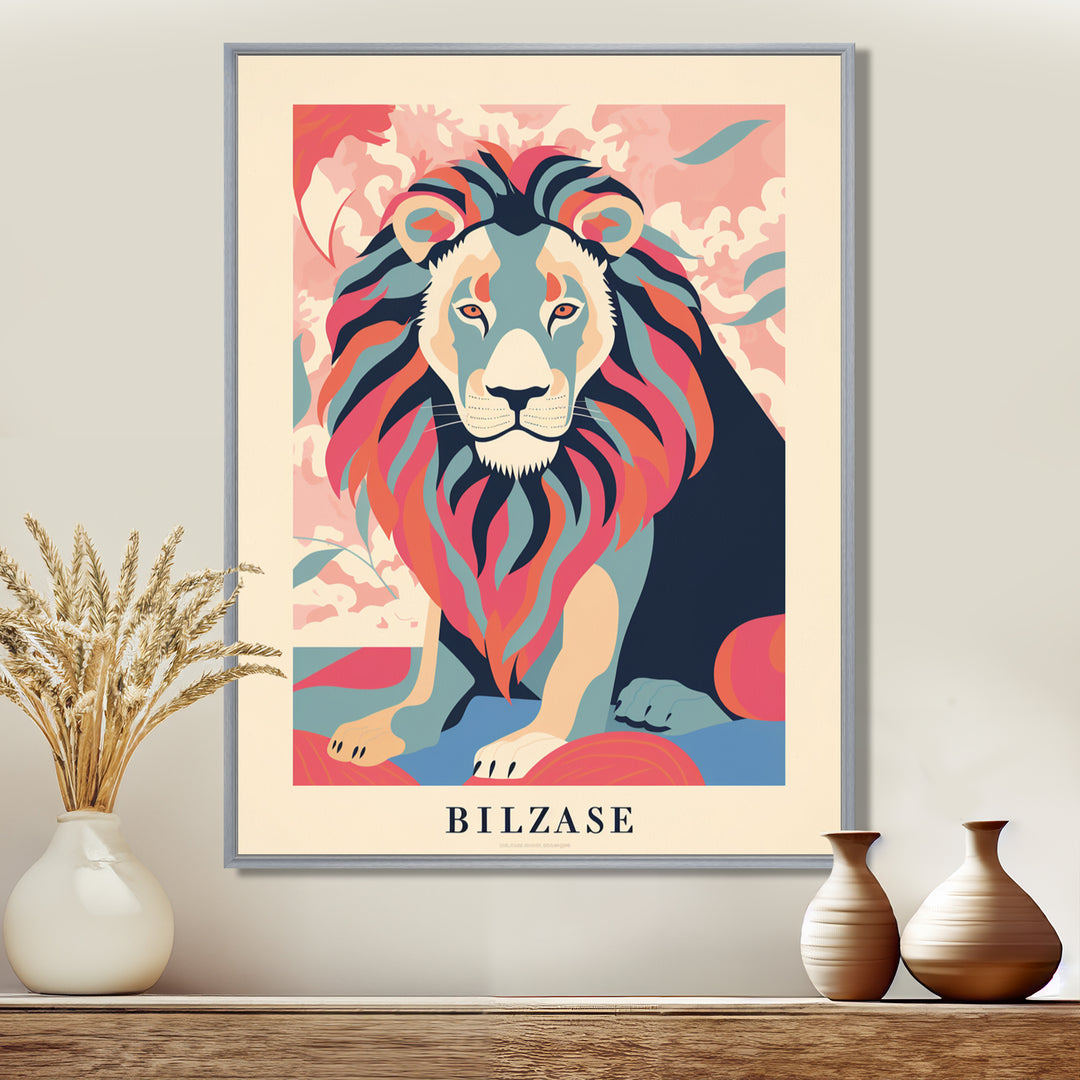 Magnificent Lion Retro Illustration Faded Colors - Lion Wall Decor
