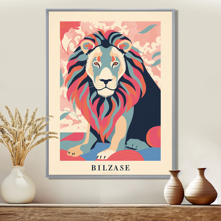 Magnificent Lion Retro Illustration Faded Colors - Lion Wall Decor