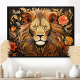 Gorgeous Lion Flower Boho Portrait - Lion Wall Decor