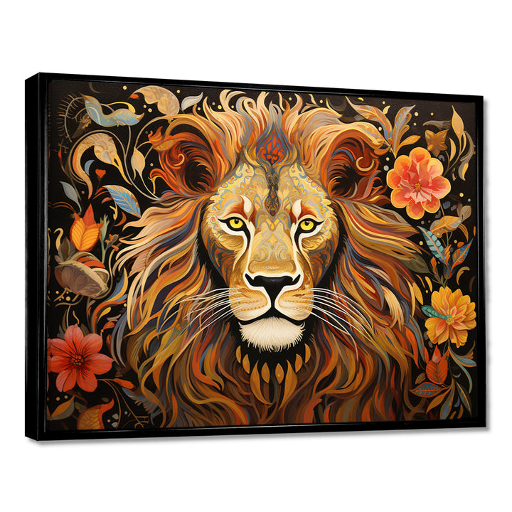 Gorgeous Lion Flower Boho Portrait - Lion Wall Decor