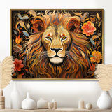 Gorgeous Lion Flower Boho Portrait - Lion Wall Decor