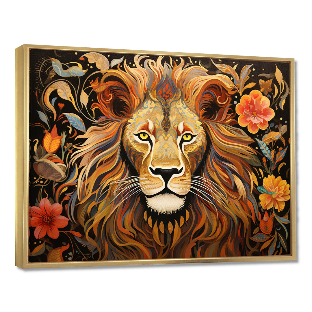 Gorgeous Lion Flower Boho Portrait - Lion Wall Decor