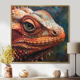 Smirky Red Lizard Portrait - Lizard Wall Art Prints