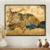 Smiling Lynx Asian Vintage Gold - Brown Leopard Wall Art