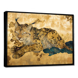 Smiling Lynx Asian Vintage Gold - Brown Leopard Wall Art