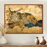 Smiling Lynx Asian Vintage Gold - Brown Leopard Wall Art
