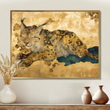 Smiling Lynx Asian Vintage Gold - Brown Leopard Wall Art