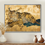 Smiling Lynx Asian Vintage Gold - Brown Leopard Wall Art