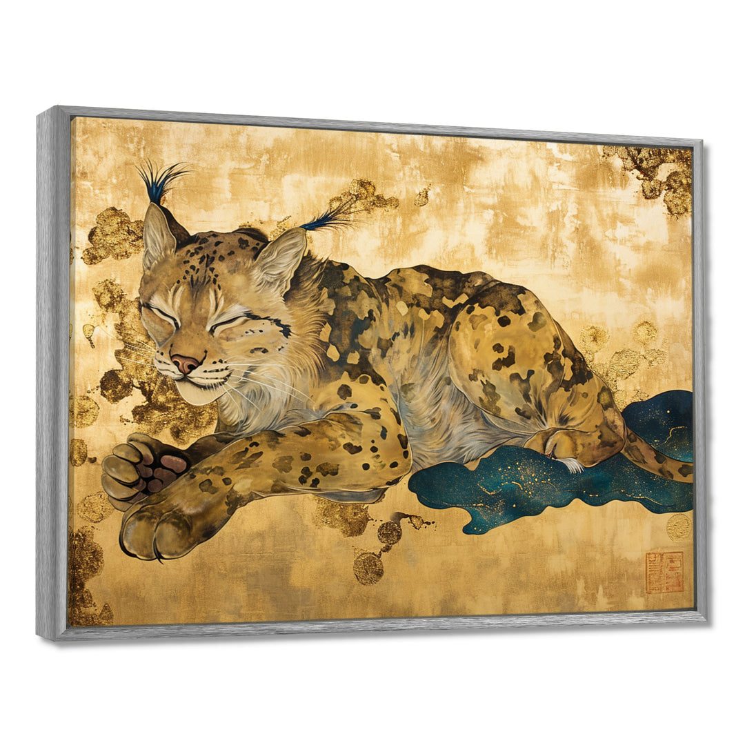 Smiling Lynx Asian Vintage Gold - Brown Leopard Wall Art