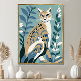 Lynx Portrait Faded Retro Blue Illustration - Brown Cat Wall Art