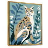 Lynx Portrait Faded Retro Blue Illustration - Brown Cat Wall Art