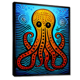 Orange Deep Sea Octopus Retro Abstract - Octopus Canvas Wall Art