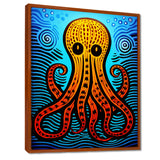 Orange Deep Sea Octopus Retro Abstract - Octopus Canvas Wall Art