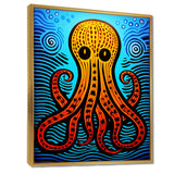 Orange Deep Sea Octopus Retro Abstract - Octopus Canvas Wall Art