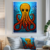 Orange Deep Sea Octopus Retro Abstract - Octopus Canvas Wall Art