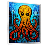 Orange Deep Sea Octopus Retro Abstract - Octopus Canvas Wall Art