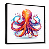 Ravenous Red Octopus Watercolor - Octopus Canvas Wall Art
