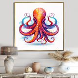 Ravenous Red Octopus Watercolor - Octopus Canvas Wall Art