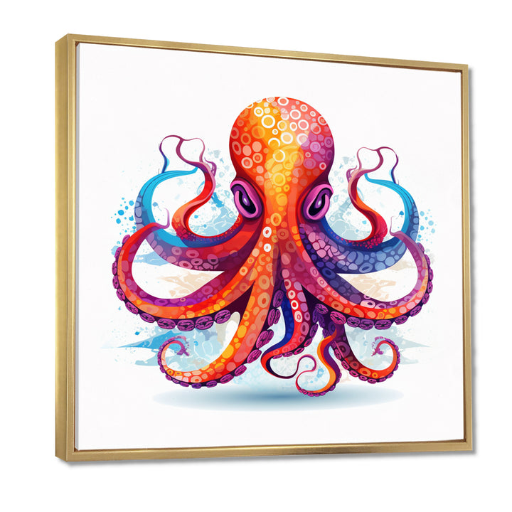 Ravenous Red Octopus Watercolor - Octopus Canvas Wall Art