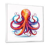 Ravenous Red Octopus Watercolor - Octopus Canvas Wall Art