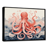 Octopus Queen On The Waves Retro Illustration - Octopus Wall Decor