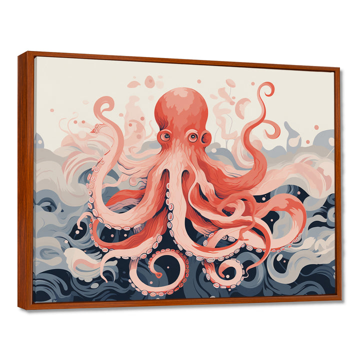 Octopus Queen On The Waves Retro Illustration - Octopus Wall Decor