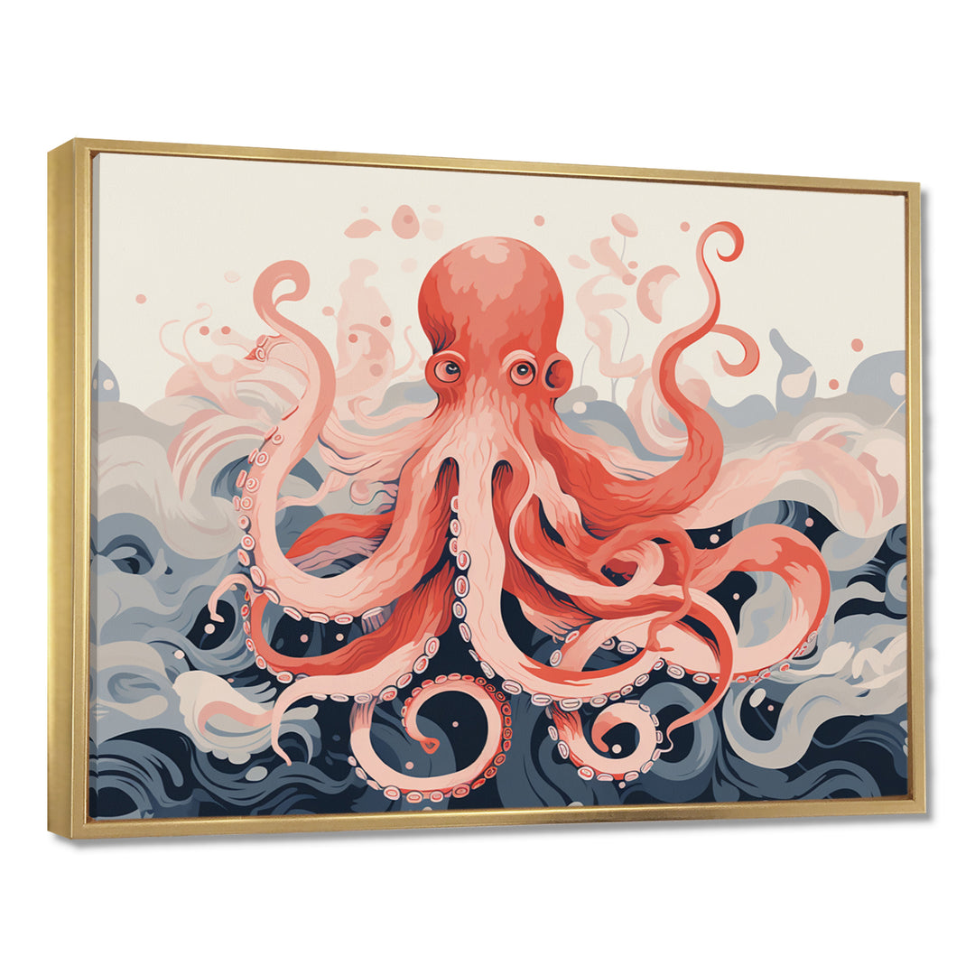 Octopus Queen On The Waves Retro Illustration - Octopus Wall Decor
