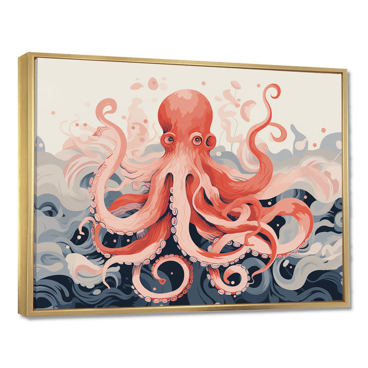 Octopus Queen On The Waves Retro Illustration - Octopus Wall Decor