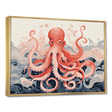 Octopus Queen On The Waves Retro Illustration - Octopus Wall Decor