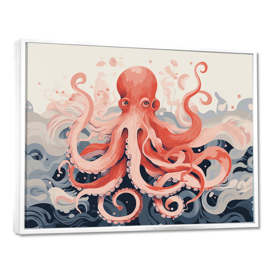 Octopus Queen On The Waves Retro Illustration - Octopus Wall Decor