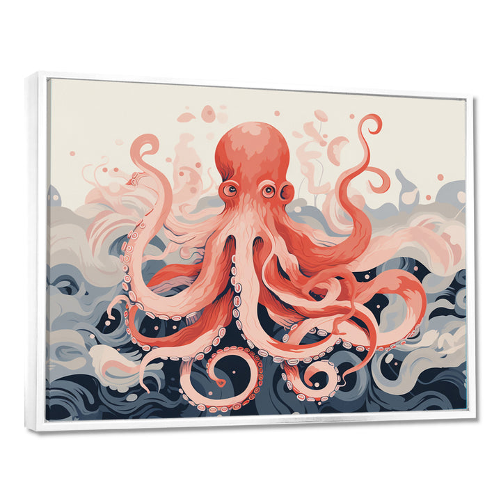 Octopus Queen On The Waves Retro Illustration - Octopus Wall Decor