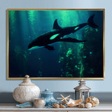 Deep Ocean Orka God Rays - Black Coastal Animal Wall Art