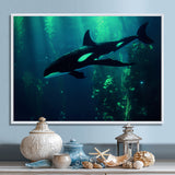 Deep Ocean Orka God Rays - Black Coastal Animal Wall Art