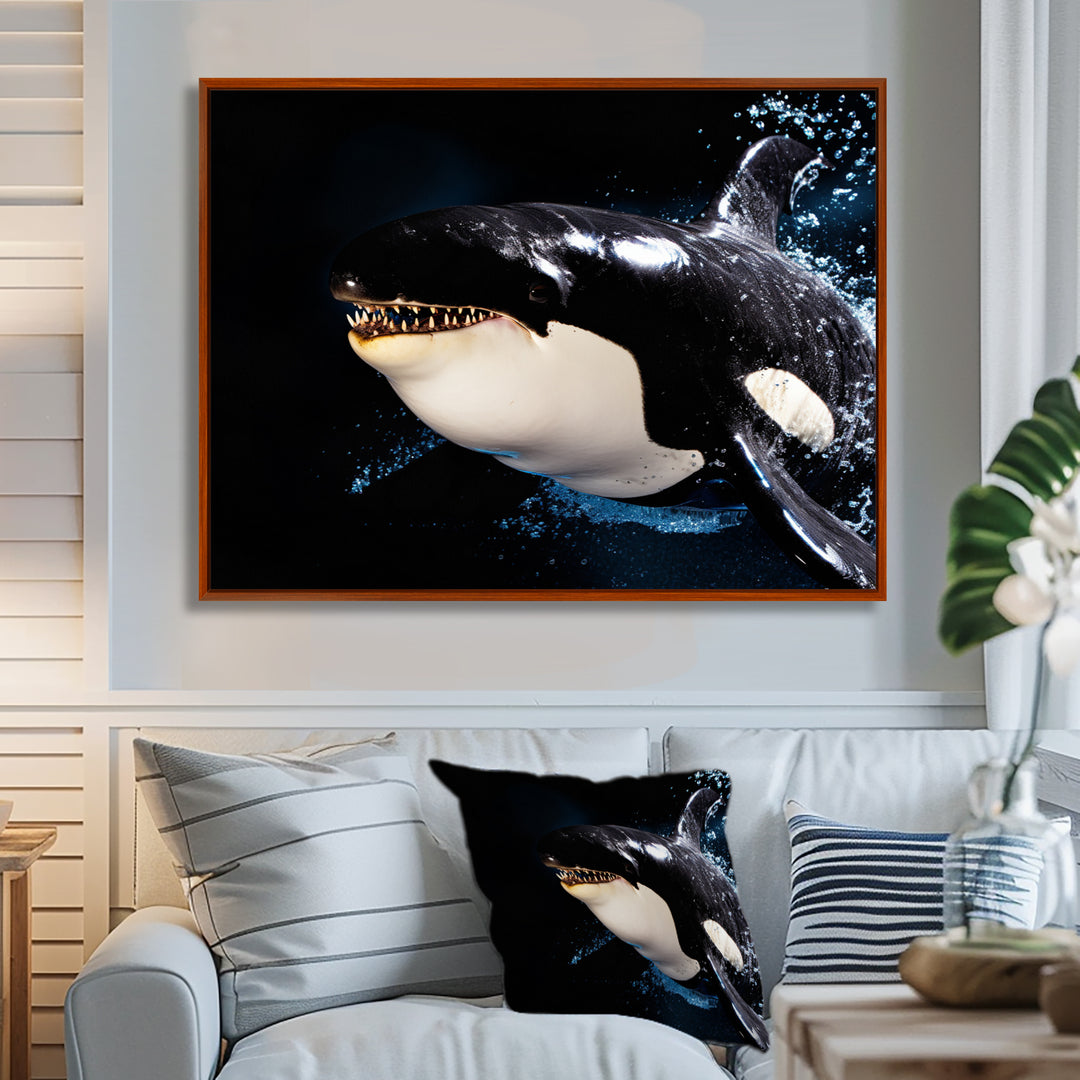Smiling Deep Sea Orka - Coastal Animal Large Canvas Wall Art