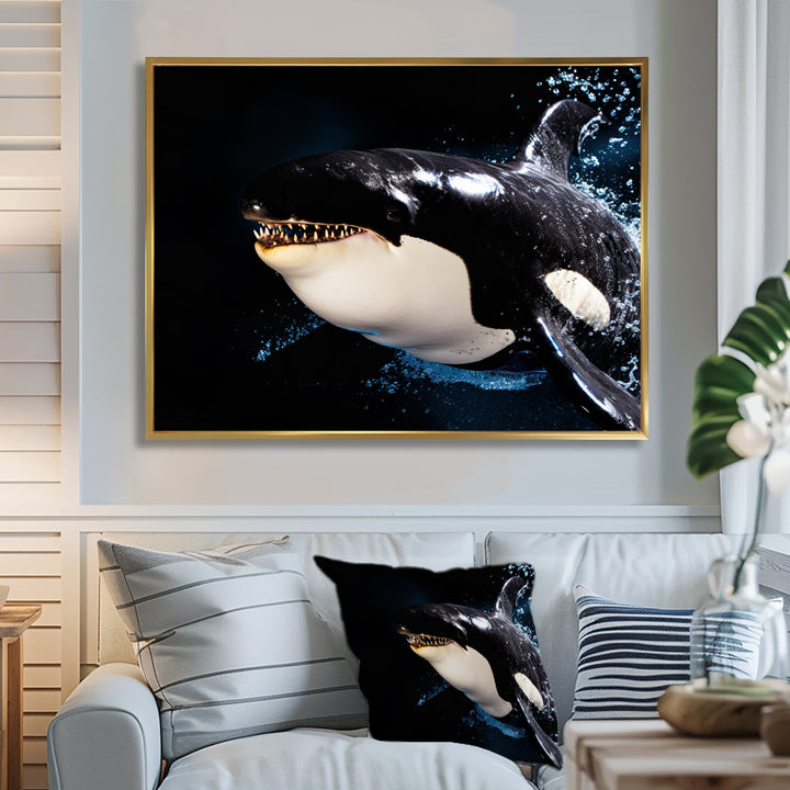 Smiling Deep Sea Orka - Coastal Animal Large Canvas Wall Art